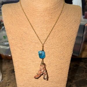 Mediterranean coral branch wire wrapped made in Italy gold plated chain